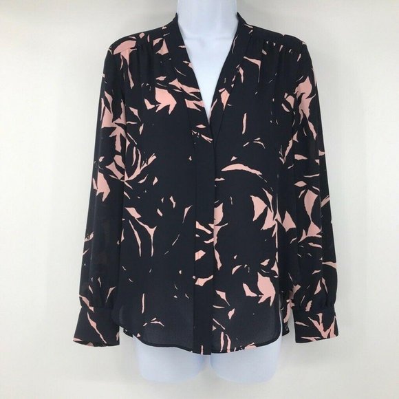 Ann Taylor Tops - Ann Taylor Womens Blouse Black Pink Abstract Hidde